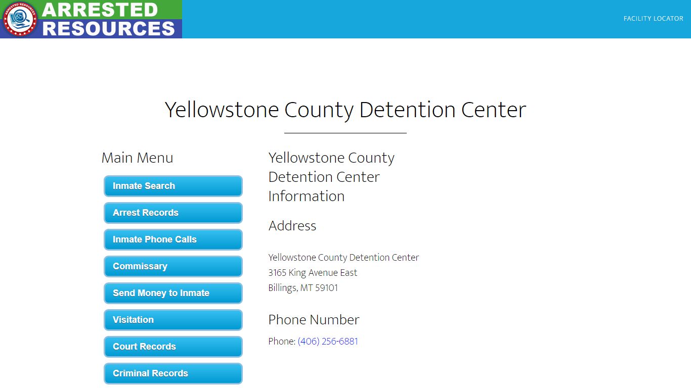 Yellowstone County Detention Center - Inmate Search - Billings, MT